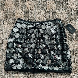 Forever 21 Black Sequin Mini Skirt with Silver Accents